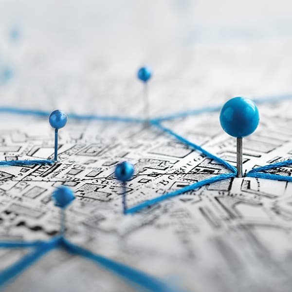 map with pins